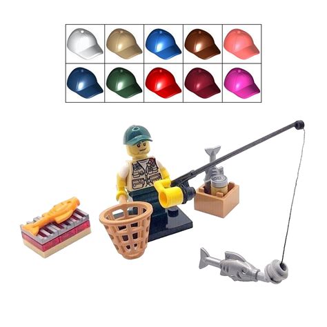 Lego® Fishing T Fisherman Angler Male Minifigure And Rod Bbq Net Fish