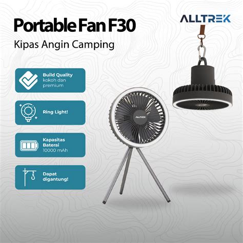 Jual ALLTREK Kipas Angin Camping F30 Rechargeable With LED Lamp