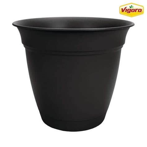 Reviews For Vigoro In Mirabelle Large Black Plastic Planter In