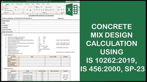 Concrete Mix Design Calculation Using Is 102622019