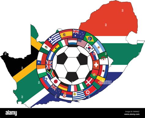 Vector Of Soccer Ball With Flag Of South Africa Stock Vector Image