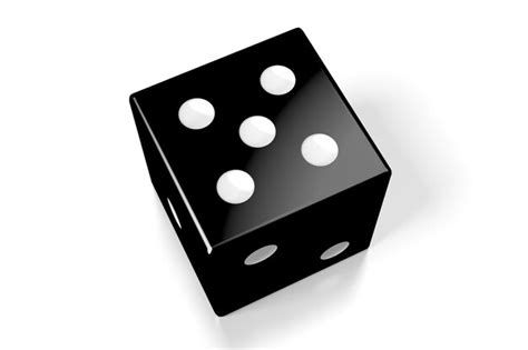 Premium Photo | Black dice with five dots isolated on white background