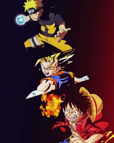 3 animes mezclados one pice dragon ball naruto rompecabezas en línea