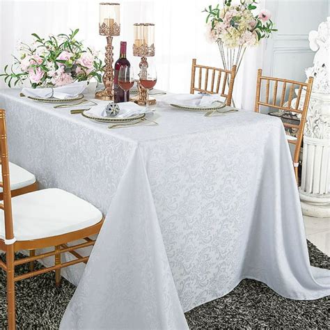 Wedding Linens Inc. 72" x 120'' Rectangular Jacquard Damask Polyester ...