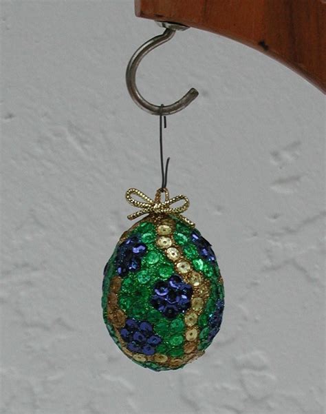 Easter Egg Tree Ornament, Real Egg Ornaments, Christmas Egg, Sequin ...