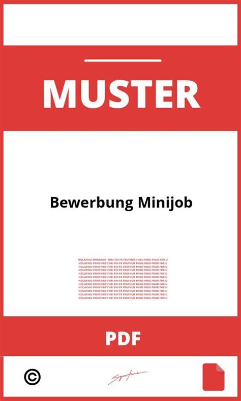 Bewerbung Minijob Muster Pdf