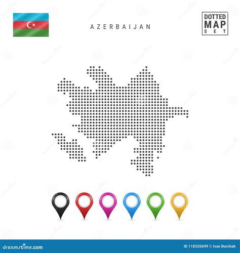 Mapa Punteado Vector De Azerbaijan Silueta Simple De Azerbaijan Bandera