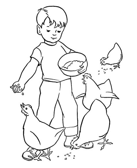 Feeding Animals Coloring Page