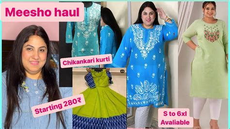 Meesho Kurti Haul S To Xl Sizes Available Chikankari Kurties Plus