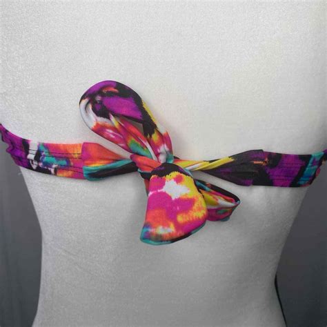 Hobie Padded Halter Beaded Watercolor Tie Back Bikini Gem