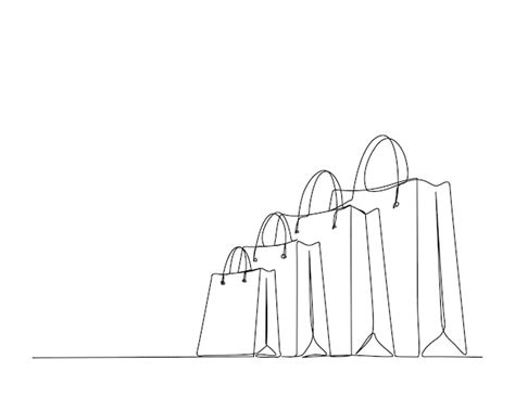 Premium Vector Continuous One Line Drawing Of Shopping Bag Paper Bags