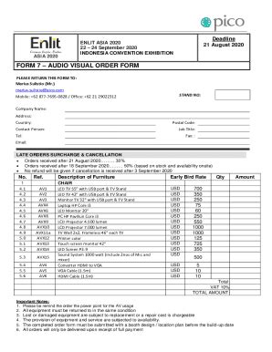 Fillable Online Audio Visual Order Form Asp Events Fax Email Print