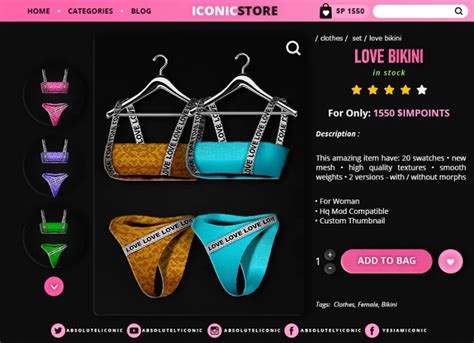 Купальник Love Bikini для Sims 4 скачать Одежда для Симс SimsHUB