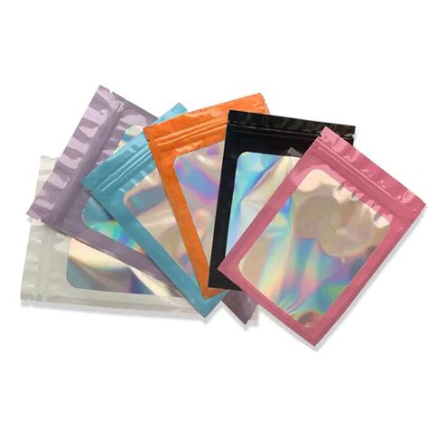 100pcs Smell Proof Mylar Bags Resealable Odor Proof Bags Holographic