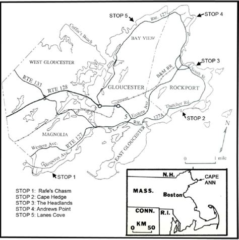 Location Map Of Cape Ann Showing Trip Stops 1 5 Download Scientific