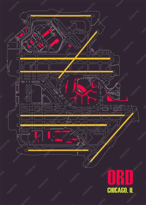 Premium Vector | Chicago airport map poster art