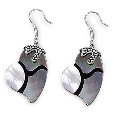 Boucles d oreilles en argent Stirling en nacre cœur Modèles assortis