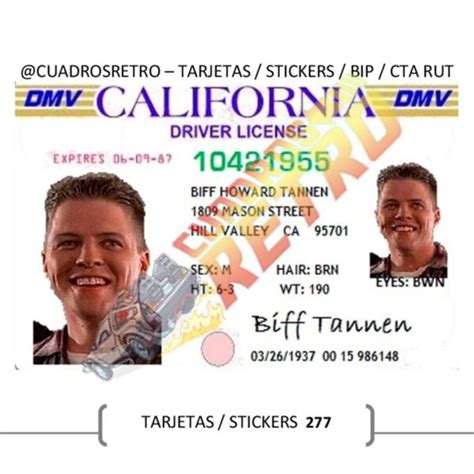 277 Biff Tannen TARJETA BIP Sticker BIP Sticker Cuenta Rut