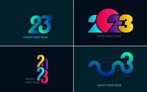 Premium Vector | Set of logo design 2023 happy new year 2023 number ...