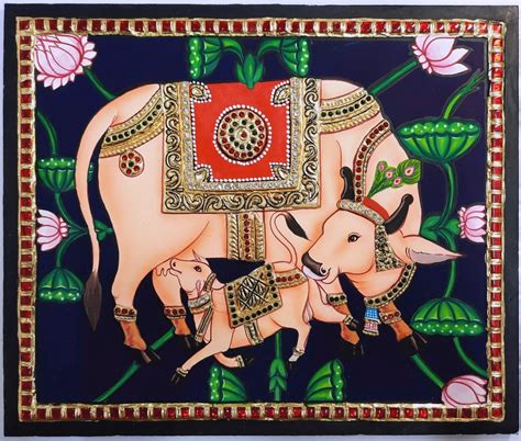 Buy Kamadhenu Tanjore Painting Online 12x10 Inches 100 Original