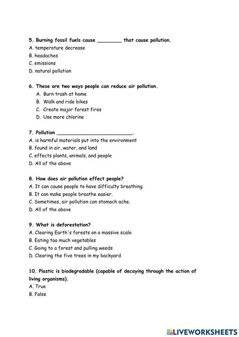 Environmental Issues And Solution Worksheet Online Exercise For Live Worksheets