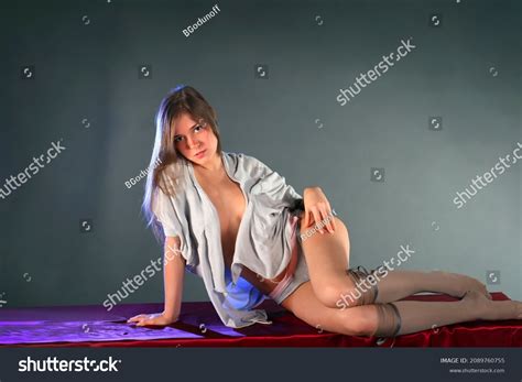 Beautiful Sexy Blonde Lingerie Posing Studio Stock Photo 2089760755 Shutterstock