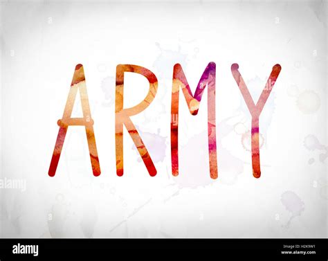 The Word Army Written In Watercolor Washes Over A White Paper