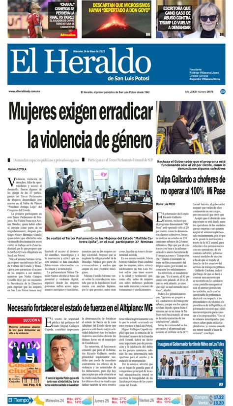 Edicion Impresa 24 de Mayo de 2023 El Heraldo de San Luis Potosí