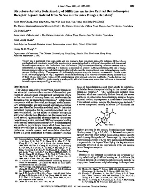 PDF Structure Activity Relationship Of Miltirone An Active Central