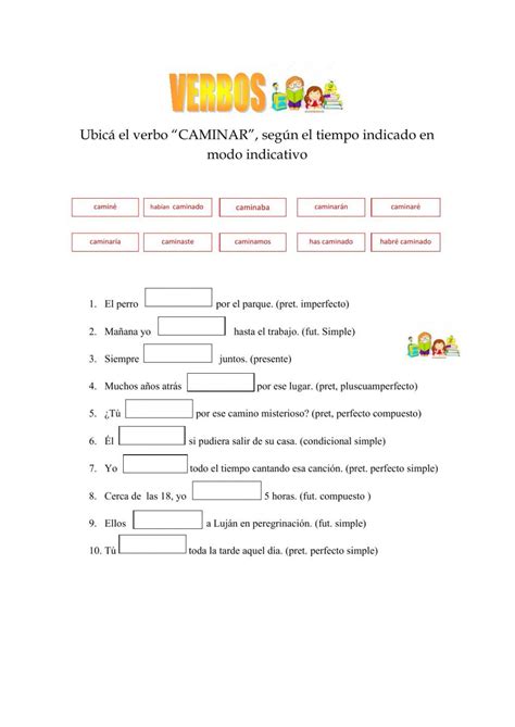 Ejercicio Interactivo De Verbos Modo Indicativo Verbos Ejercicios