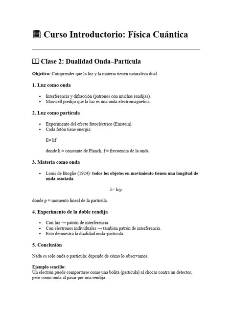 Dualidad Onda Partícula En Física Cuántica Pdf