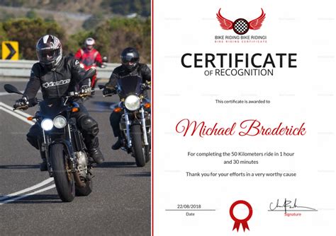 Off Road Bike Riding Recognition Certificate Design Template In Psd Word