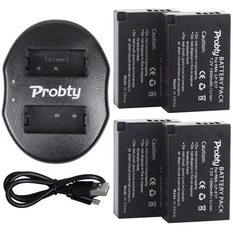 4Pcs Probty LP E17 LP E17 Battery USB Dual Charger For Canon EOS 750D