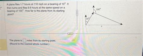 Solved A Plane Flies Hours At Mph On A Bearing Of Chegg