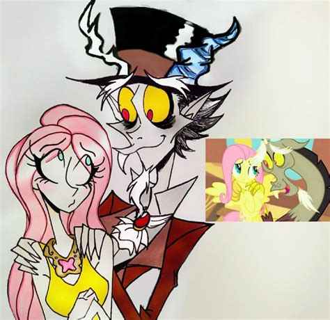 2280032 Safe Artist Citi Discord Fluttershy Draconequus Human