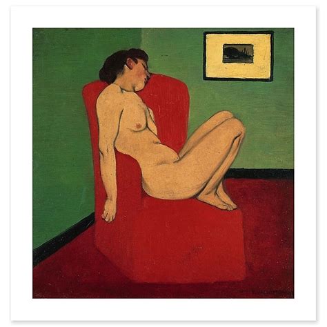 Naked woman sitting in a red armchair art prints Boutiques de musées