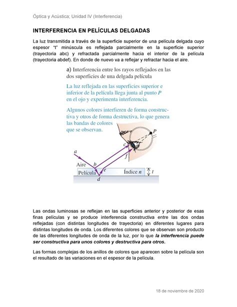 Interferencia en películas delgadas INTERFERENCIA EN PELÍCULAS