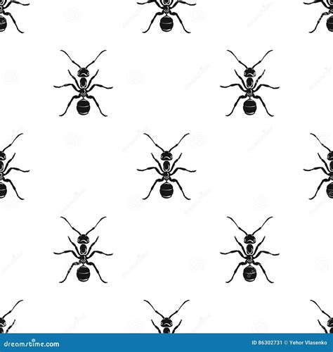 Значок муравья в черном стиле изолированный на белой предпосылке ...