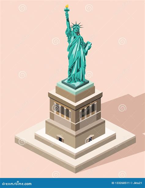 Isometric Statue Of God Of Justice Themis Or Femida With Scales And