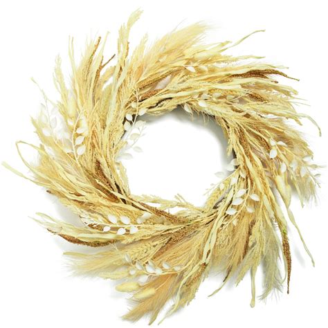 KOWARI Pampas Wreath 24 inch Artificial Pampas Grass Wreath for Front ...