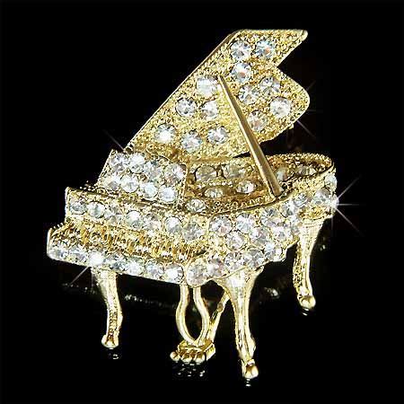 Gold Swarovski Crystal Grand Piano Glitter Photography Musical