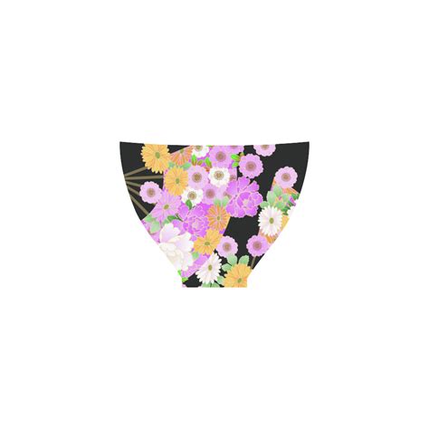 Flower Fans Cute Pink Japanese Floral Pattern Custom Bikini Swimsuit ID D800400