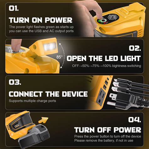 Snapklik W Power Inverter For Dewalt V Battery Dc V To Ac