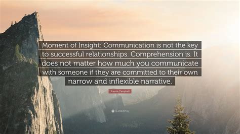 Sherrie Campbell Quote: “Moment of Insight: Communication is not the key to successful ...