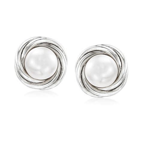 Ross Simons 8mm Cultured Pearl Clip On Earrings In Sterling Silver For