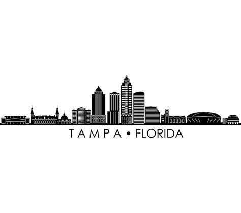 Tampa Florida Usa Skyline City Outline Silhouette Vector Graphics Svg Eps  Png Etsy