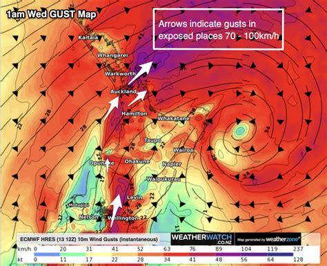 Latest Tracking Cyclone Gabrielles Centre Rain In The South