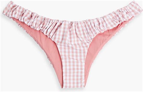 Caroline Constas Dorit Gathered Gingham Low Rise Bikini Briefs