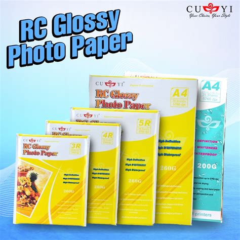 1 PACK CUYI RC Glossy Photo Paper 260gsm Resin Coated A4 5R 4R