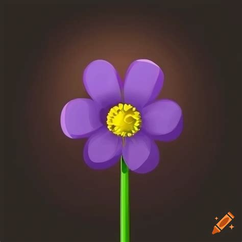 Cartoon Style Purple Flower With Yellow Center On Craiyon